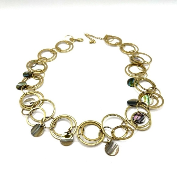 Lia Sophia AMBIANCE Abalone & Circles Gold Tone Necklace 17” - Picture 2 of 10